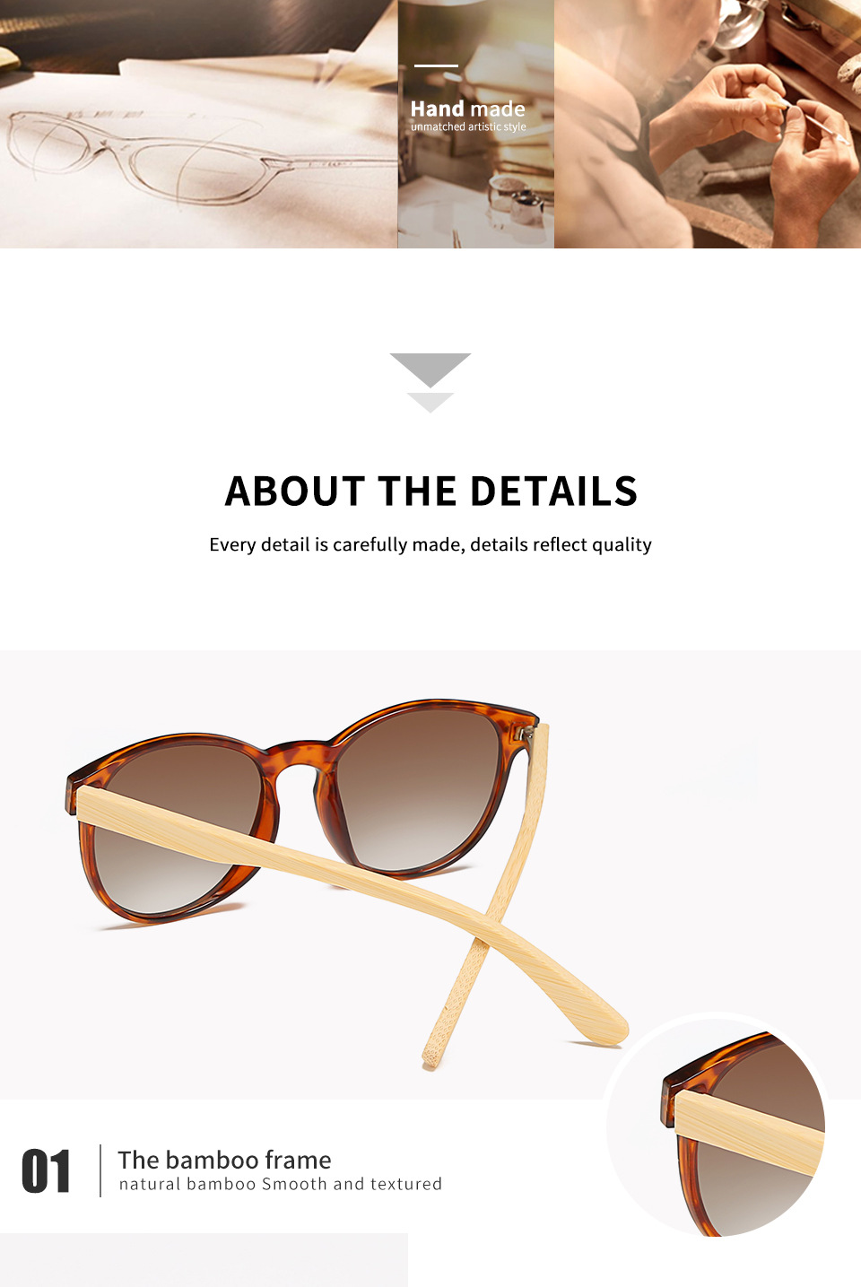 लकड़ी बांस चश्मा विवरण